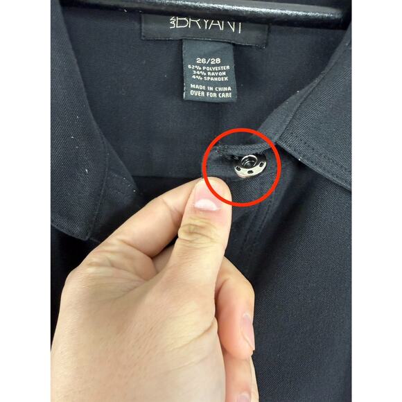 Lane Bryant Plus Size 26/28 Minimalist Snap Button Casual Top Black Long Sleeve - Picture 2 of 8